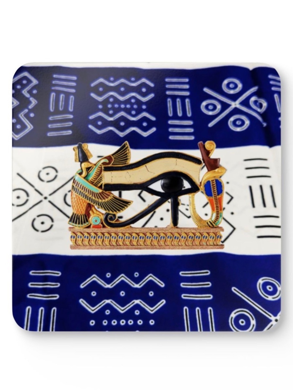 Egyptian Eye of Horus Decorative Coaster - Blue and Gold/Egyptian Heru Symbol